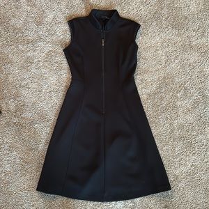 ELIE TAHARI BLACK SCUBA ZIPPER MINI DRESS SIZE 2